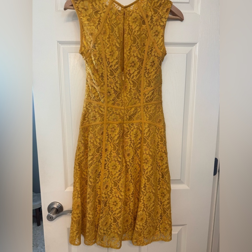 New - BCBGMaxAzria Golden Lace Dress - Picture 2 of 4